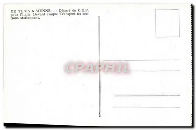 Partida do C.E.F. de Tunis para Siena — para a Itália — Verso