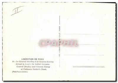 Geral Bradley e Geral Koenig diante da Tumba do Soldado Desconhecido — Paris — C.A.P. Paris — Verso