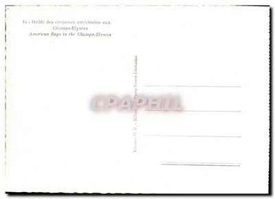 Desfile dos bandeiras americanas nos Campos-Élisée — Edição O. P. — Diffusão Photo Presse Libération — Verso
