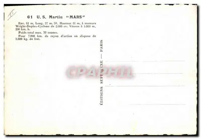 U.S. Martin « MARS » — samolot bombowy — Éditions Superphile, Paryż — Rewers