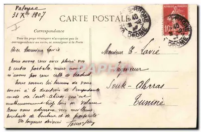 Valência — O Ponte Suspensa — Papeterie G. Dureau, Valência — Verso