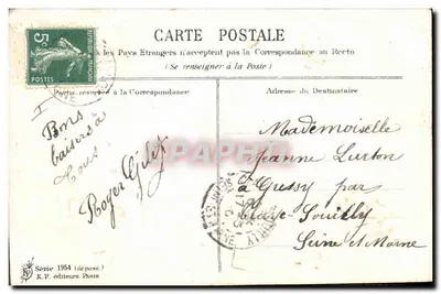 Róże — dekoracyjna kartka pocztowa — K.F. wydawcy, Paryż, seria 1954 — Rewers