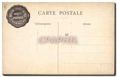 Dom Pérignon — Cellier de l'Abbaye d'Hautvillers, Aveugle, savait par la finesse de son goût opérer un mélange de raisins différents crus qui donnait à ses vins une délicatesse inconnue avant lui — Tableau appartenant à la Maison Moët et Chandon d'Épernay (Champagne) — Éditeur : L. Faraud — Rewers