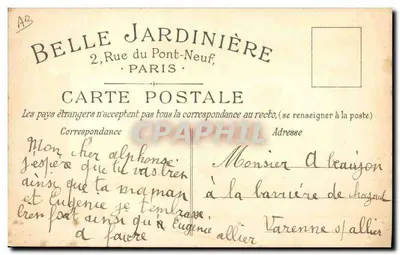 As Rondas Infantis — Lembrete da Belle Tardinière — Le Furet, 2 Rue du Pont-Neuf, Paris — Verso
