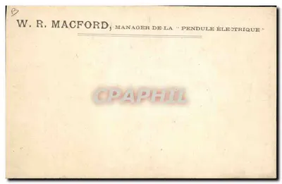 W. R. Macford — Gerente da « Pendule Électrique » — V Bianco — Verso