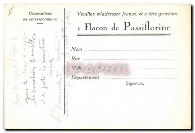 Laboratório da Passiflorine — Paris IXe — editor não visível — Verso