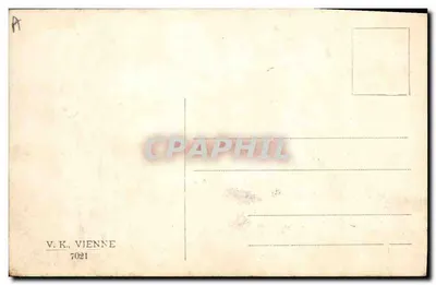 Paisagem rural com mulher e galinhas — V. K., Viena 7021 — Verso