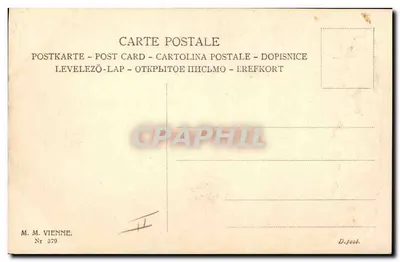 Kobieta i dziecko z bukietem lawendy — 1 kwietnia — M. M. Vienne, n° 379 — Rewers