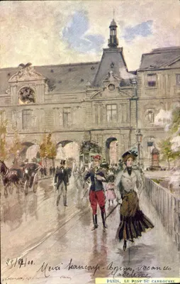 Paris. O Pont du Carrousel — vista pintada — Georges Stein, n° 2814/100