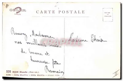 Rosas brancas — variedade Rosa var. — editor Color Paris, n° 535 — Verso