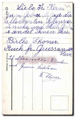 Menina segurando um bouquet de papoulas — paisagem rural com casa de madeira — Série 284, impressa na Alemanha — Verso