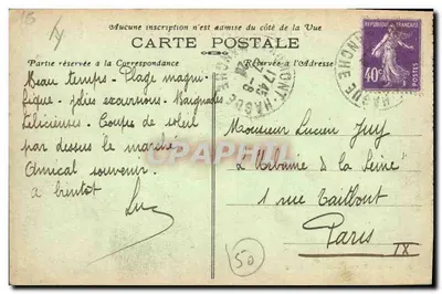 Arredores de Cherbourg — O Farol de GOURY e as Rochas — Editor não identificado, n° 495 — Verso