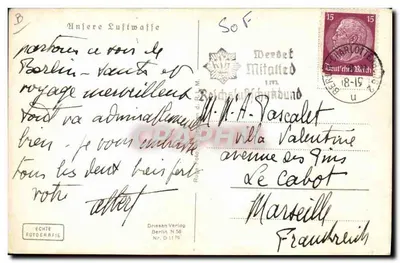 Aviation militaire allemande — formation de biplans en vol — éditeur Driesen Verlag Berlin N 58 — Achterkant