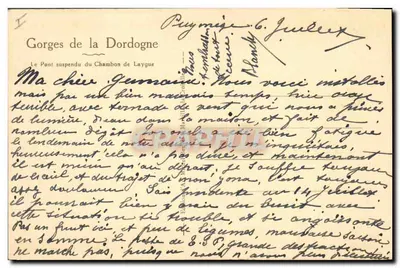 Gorges da Dordogne — O Ponte Suspensa do Chambon de Laygue — S. Michel — Verso