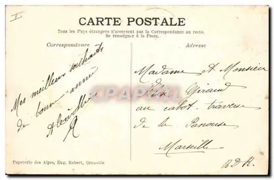 Grenoble — Most wiszący i nabrzeże Perrière — Papeterie des Alpes, Eug. Robert, Grenoble — Rewers