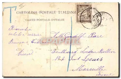 Flores e bandeira italiana — texto 'Ricordami sempre.' — Cartolina Postale Italiana — Verso