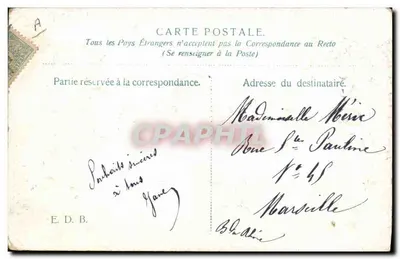 Bonne année 1906 — carte de vœux ornée de trèfles — éditeur E. D. B. — Verso
