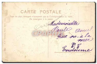 Carro decorado com violetas — Páscoa — K. F. Editor, Paris, Série 1634 — Verso