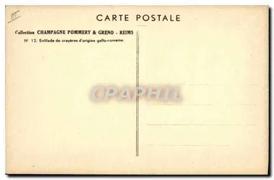 Jaskinie Pommery & Greno - Reims — Kolekcja n°12, szereg jaskiń z czasów gallo-romanskich — Wydawca Pommery & Greno — Rewers