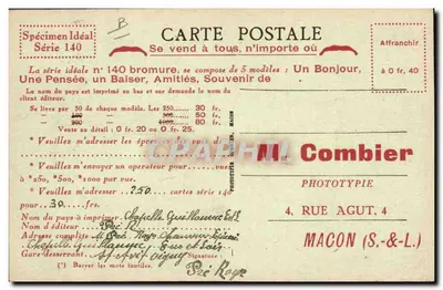 Uma Pensée — de Macon — Combier Fototipia — Verso
