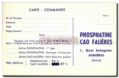 Phosphatine y CAO FALIÈRES — publicidad médica — CAO FALIÈRES — Reverso