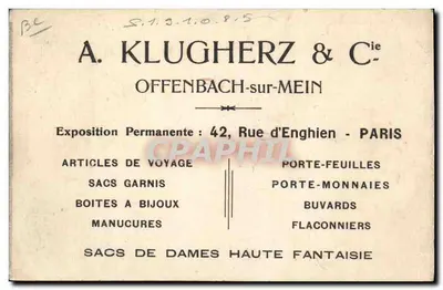짐 가방 제작 공장 — A. Klugherz & Cie, 오펜바흐상메인 — 뒷면