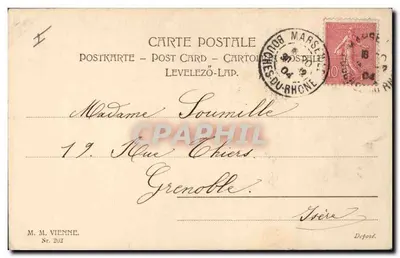 Menina com chapéu — Lembrança afetuosa — M. M. Viena, n° 202 — Verso