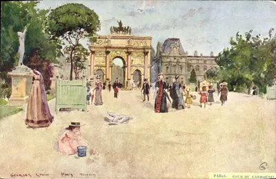 Paris, Cour du Carrousel — vista pintada por Georges Stein — Paris, Toulouse