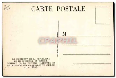 Presidente da República e ministro da Guerra nas manobras do Galibier — agosto 1938 — Georges Lang, impr. Paris — Verso