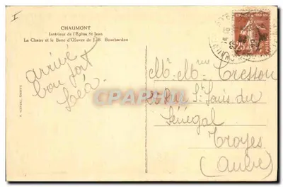 Innenansicht der Kirche Saint-Jean — Chaumont — Verlag P. Scoular — Rückseite
