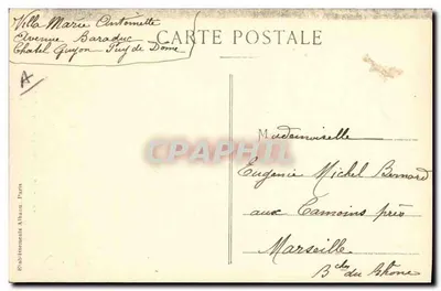 Vecchia Brayaude che va a prendere le provviste — Tipi e costumi dell’Auvergne — Ed. Albaun, n°20 — Verso