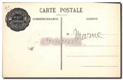 Moët et Chandon — Preparação da Futaille para as Vendanges — Fot. Em. Ghagoub, Imp. E. Epernay — Verso