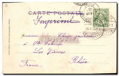 Vendanges em Genebra — J.J. 3036 — edição Jullien frères, Genebra — Verso