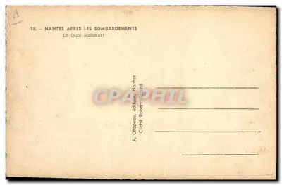 Nantes após os bombardeios — O Quai Malakoff — F. Chapeau, editor, Nantes — Verso