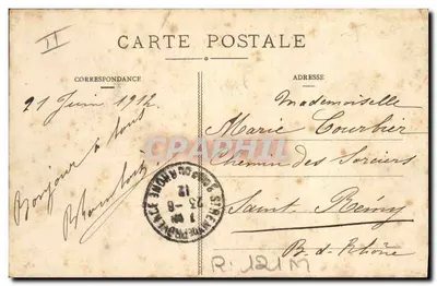 En Auvergne — Équipage des Hauts-Plateaux à califourchon, on se rend à la Foire — MT, n°3344 — Verso