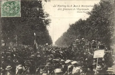 Reunião do dia 9 de junho em Montpellier — Os Discursos na Esplanada — Cliché Saphé
