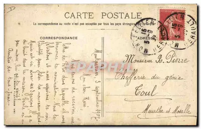 Manifestation Viticole du 9 Juin 1907 à Montpellier — Défilé dans la Rue Nationale — Souvenir, éditeur Flousset — Verso