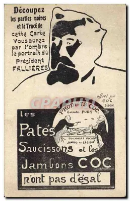 Retrato do Presidente Fallières — publicidade para os produtos Coc — editor Coc Dijon
