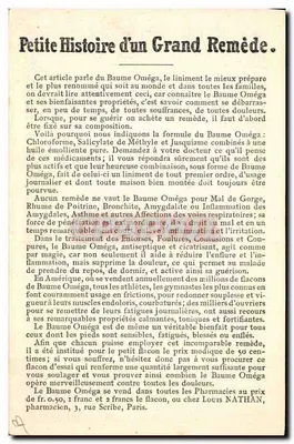 Homem idoso imobilizando um braço — propaganda para Baume Oméga contra torções e contusões — editor não visível — Verso
