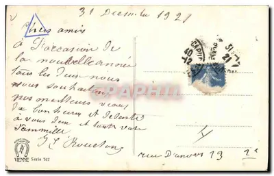 Ski en bergen — Wenen, Serie 767 — uitgever Viennese — Achterkant