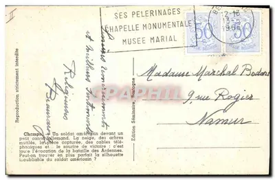 Soldado americano diante de um canhão alemão capturado — Champs — Edição Séminaire, Bastogne — Verso