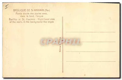 Basílica de São Maximin (Var) — parte direita das bancadas com o órgão em segundo plano — Edição L. Valat — Verso