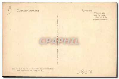 Le Puy — Grupo de rendeiras — editor Lévy & Schuzdein, n° 114 — Verso