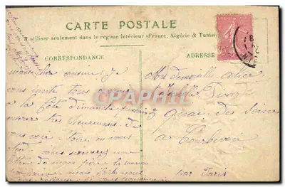 Flores e pássaros — Boa festa — Carta postal francesa — Verso