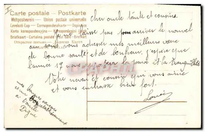 Holly and Ivy Bouquet — Happy New Year — Multilingual Postcard — Back