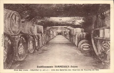 Clos des Lions - Vouvray (Loire) — Eine der Weinlager-Galerien von Vouvray in Fässern — Établissements SOMMESOUS Frères