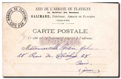 Abadia de Flavigny — Marca dos Anis — Photo-Abbaye 1ª Série, N° 2 — Verso
