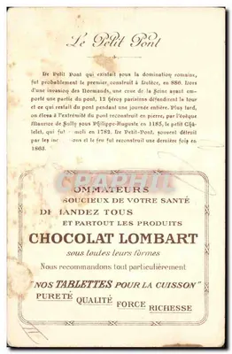 Les Douze défendant le Petit Pont — scène de bataille en 886 — Édition du Chocolat Lombart, Série des Ponts de Paris — Reverso