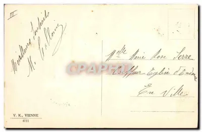 Village lacustre avec église — vue de montagne — éditeur V. K., Vienne, n° 4111 — Verso