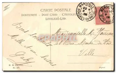 Joven mujer con cabello rizado — retrato — M. M. Vienne, Nr. 227 — Reverso